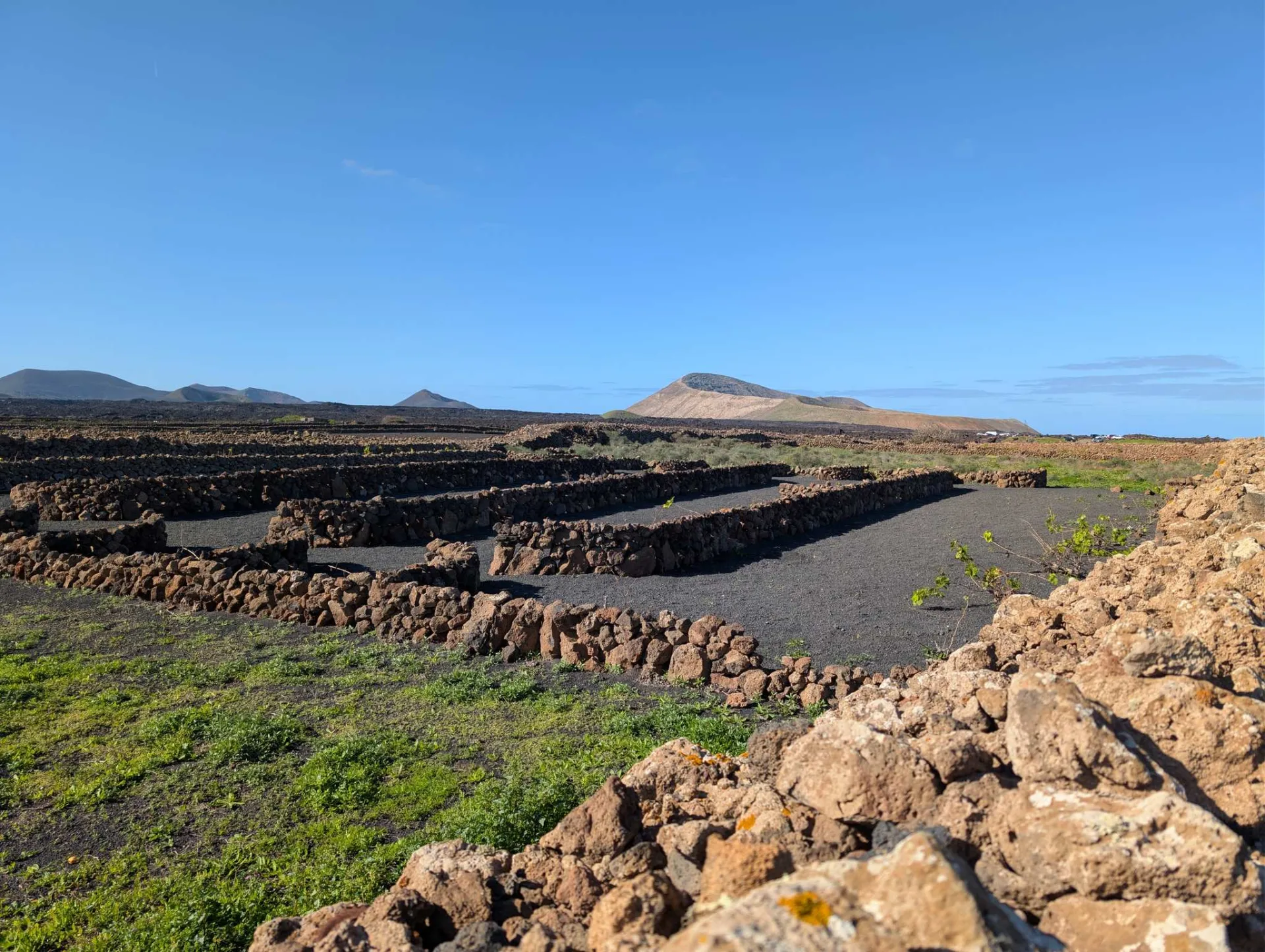 Über das Lavafeld auf die Caldera Blanca zu — den großen, hellen Vulkankegel im Westen der Insel.